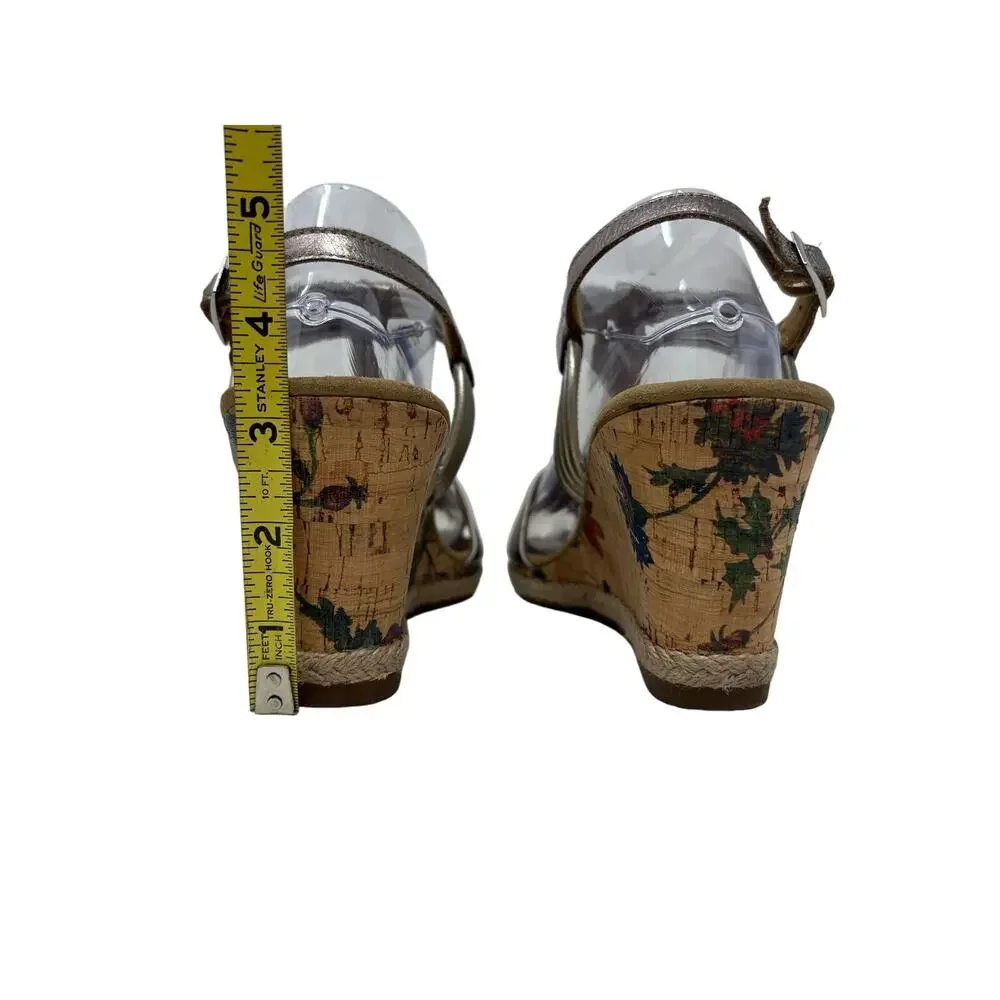 Gabor Comfort Butterfly Metallic Floral Sandals Wedges 8.5